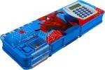 POKSI avengers Multipurpose Pencil Box with Calculator & Dual sharpner - Spiderman Art Plastic Pencil Box l Set of 1 Blue