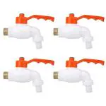 BATH GURU White PVC Plastic Turkey Nozzle Bib Cock Tap - Pack of 4