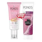 POND'S BB+ Cream, Instant Spot Coverage + Light Make-up Glow, Ivory 18g & POND'S Bright Beauty Face Scrub 50 g Combo Pack (1+1)