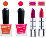 OUR BEAUTY Perfect Combo Of Velvet Matte Lipsticks Ultra Shine Nail Polish (Set Of 4)