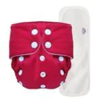 Mylo Baby Washable/Reusable Cloth Diaper With Soaker Pad (3M-3Y) -Red Solid Pack of 1