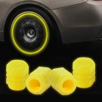 Care N Made | Yellow | All-New Bike, Car Tyre Air Valve Caps Fluorescent Tire Valve Caps for Cars & Bikes with Neon Glow Brighten Up Your Ride Instantly Set of 4 Compatible with Tata Winger