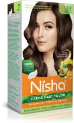 Nisha Creme Hair Color for Women - Dark Brown, 60g+60ml, Long-lasting, 100% Grey Coverage Permanent Hair Colour for Soft, Shiny, Healthy Hair