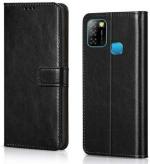 AmericHome Infinix Smart 5A, X657C Black Artificial Leather Mobile Flip Cover