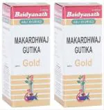 Baidyanath (Jhansi) Makardhwaj Gutika with Gold Ayurvedic Medicine (2 Packs, 1gm Tablets in Each Pack)