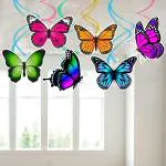 Zyozique Butterfly Party Decorations, 6 Pcs Butterfly Hanging Swirl Décor for Birthday Wedding Party, Ceiling Hanging Swirl Decorations, Home Classroom Baby Shower Supplies (Purple)