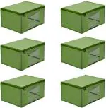 BAGSBEAUTY 100 Gsm Non Woven White Small Dots Design On Parrot Green Background Sari Cover (Pack Of 6)