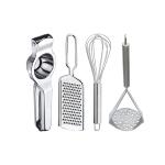 DreamBasket Stainless Steel Lemon Squeezer & Grater & Egg Whisk & Potato Masher for Kitchen