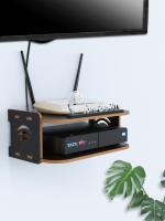 Home Sparkle Black MDF Wall Mount Set Top Box Wifi Router Holder Shelf 12 x 7.5 x 5 inch