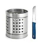 FIRST FRONT Stainless Steel Cutlery Holder With Stainless Steel Khutti and (Multicolour, Pack of 2)