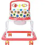 Maanit Baby Walker for Kids with 4 Position Height Adjustable Kids Walker,Fun Toys & Activities for Babies/Child (6 Months to 2 Years) (Red)
