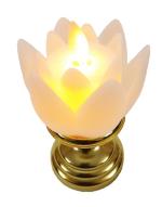 AFTERSTITCH Plastic Decorative Lotus Flower Shape With Golden Stand Led Candles Lights Diya For Home Decoration (Batteries Included, Pack of 1)