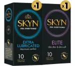 SKYN ExtraLube Non Latex Condom Pack of 10 and Elite Non Latex Condoms Pack of 10