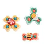 Bumtum Baby Spinner Toy | Baby Bathing Waterproof Toy Glass Sticking Toy 3 Pcs For Babies, Infant, Toddlers & Kids (Multicolour)