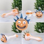 Kookee Silicone Smoking Pipe, Unbreakable Tobacco Pipes with Glass Bowl, Rick and Morty, White and Orange