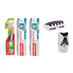 Colgate ortho Brush Slim soft Toothbrush Tongue Cleaner 100% Cleaning and clear Soft Toothbrush+ Colgate Sensitive Plus Sensitivity Relief Toothpaste,70g (Pack of 2) + Free wall mount automatic toothpaste dispenser