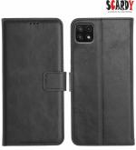 SCARDY SAMSUNG A22 5G BACK COVER / LEATHER FLIP COVER / BLACK COLOR