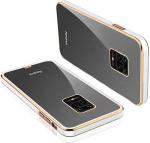 Clickaway Xiaomi Redmi Note 9 Pro Back Cover Gold Electroplating Transparent Chrome Raised Edges Super Soft-Touch Bumper Case (White)