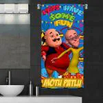 Sassoon Blue Motu Patlu Cartoon Printed Terry Cotton Towel for Kids with Gift Box 58 x 116 cm