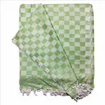 Arvore Olive Green Dobby Checks Cotton Arvore Handloom Bhagalpuri Chadar Summer Blanket Khes Top Sheet Ac Blanket