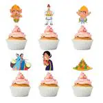 Festiko Set of 6 Pcs Ganpati Bappa Morya Cupcake Topper, Cake Decoration Supplies, Ganesh Chaturthi Decoration Combo