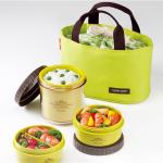 Lock & Lock Green Plastic Lunch Box with Bag 360 ml+ 360 ml+ 220 ml (3 pcs)