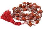 Feel Touch Mart Sphatik Rudraksha Mala Awesome & Top Transparent Crystal and Rudraksha Bead Mala for Men & Women