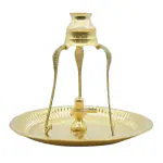 pujaNpujari Brass Shivalingam Abhishekam Stand with Kalashm Lota, Om Design Pooja Plate and Shivaligam Idol for Puja Decorative Showpiece - 21 cm (Brass, Gold)