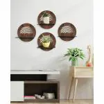 MSK CRAFT Wooden Wall Shelf Shelves Art Hanging Decor for Wall Mounted Floating Display Rack Storage Organizer Shelves Artwork for Living Room Kitchen Bedroom Decoration Items | Brown