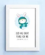 Elben Creatives - God has great plans for me - Jeremiah 29:11 Children Bible Verses Frames/Christian Gift for Children(42x30cm)