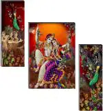 saf Set of 3 Radha Krishna Digital Reprint 12 inch x 18 inch Painting (Without Frame, Pack of 3)