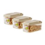 Lock & Lock Easy to Open and Close Dry Food Storage Container with Ivory Flip Lid, 750 Ml, Transparent, Set of 3 (HTE534)