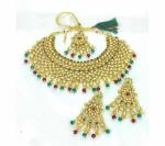 Gyaan Jewels Handmade Gold Plated Alloy Earring and Necklace Set Multicolor Free Size