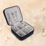 COZIECLOS Faux Leather Jewellery Organiser Box, Jewellery Box For Women, Portable Travel Jewellery Organiser Pouch, Small Jewellery Box Organiser For Ring, Pendant, Earring, Necklace, Bracelet (Black)