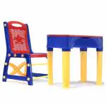 Aditi Toys Safe & Sturdy Study Table & Chair Set, Multi-Functional Storage, and Ergonomic Design for Children's Comfort and Safety, 100% Non-Toxic, BIS Approved (Red-Blue)