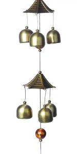 Ryme Brown Feng Shui 6 Bells Wind Chimes For Home Positive Energy Aluminium Windchime, 60 Inch
