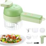 KHODAL ENTERPRISE 4 in 1 Handheld Electric Vegetable Cutter Set,Vegetable Chopper,Garlic Slicer,Onion Chopper,Electric,Mini Food Slicer and Chopper for Garlic Pepper Chili Onion Celery Ginger Meat [Pack of 1]