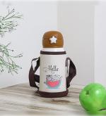 Femora Kids Hello Kitty Water Bottle Hot & Cold Thermosteel Water Bottle for Kids Double Walled Vacuum Insulated Stainless Steel Bottle with Bag (550 Ml) (Grey)