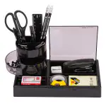 Deli 6 Compartments GPPS Stationery Set for Office Desk, Stationary Holder Box, E38254