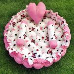 Motherhood Pink Cotton Baby Tub Bed With 3 Pillows Bedding Set