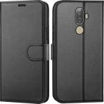 Juberous Leather Magnetic Vintage Flip Wallet Case Cover for Lenovo K8 Note (Black)