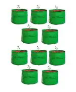 Go Hooked Green Plastic UV Treated Grow Bags For Terrace Gardening 18 inch x 18 inch (Pack of 10)