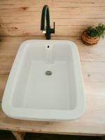 FOOTPRINT EXIM Under Counter Laboratory Sink With Pie Set Glossy Fine Finish Vessel Sink (White)