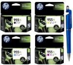 HP 955XL B/C/M/Y Original Ink Cartridge (Set of 4) With ITGLOBAL 3in1 Multi-Function Pen