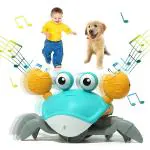 PATPAT Crawling Crab Baby Toy for Kids Toddlers Infant Tummy Time Interactive Moving Toys for Babies 6-12 Months Electric Sensor Musical Dancing Walking Crab Toy Gift for Kids 1 2 3 Year Rechargeabl