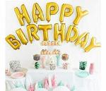 Smartcraft Happy Birthday Alphabet Letter Foil Balloons- Gold, Birthday Party Supplies