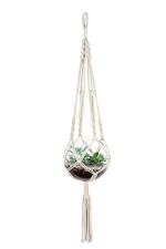 Saaz Macrame Plant Hanger Indoor Outdoor Hanging Planter Basket Decoration Cotton Rope 4 Legs 41 Inch, White