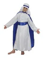 Kaku Fancy Dresses Mother Mary Christmas Day Costume -White & Blue, 10-12 Years, For Girls