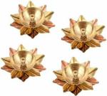 Fashion Bizz Brass Kamal Shaped Diya Deepak ( Set of 4 pcs)