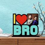 Giftplease I Love Bro Personalized Photo Tabletop Gift | Customized Desktop Plaque for brother (6.5 x 6.5 Inches)